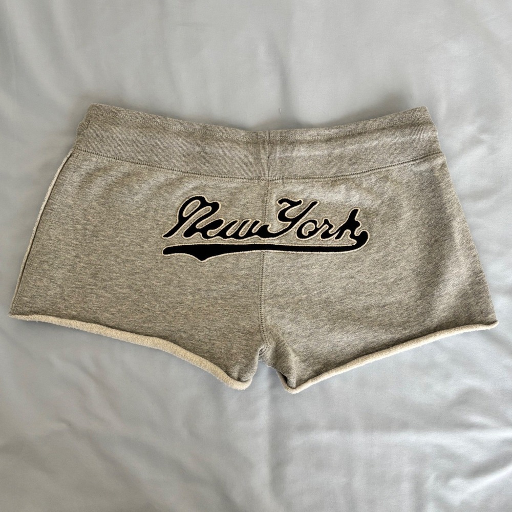 John Galt Sweat Shorts Womens One Size Gray New York Graphic Drawstring